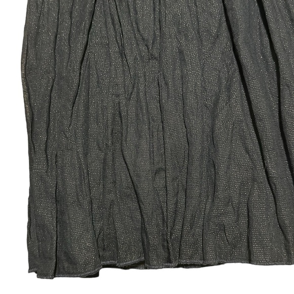 Garnet Hill Black Metallic Crinkle Fit & Flare Cap Sleeve Midi Dress Lined Sz 8 - Picture 10 of 14